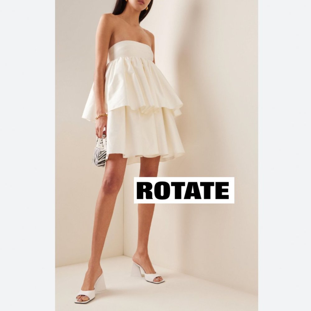ROTATE Carmina White Tiered Strapless Mini Dress